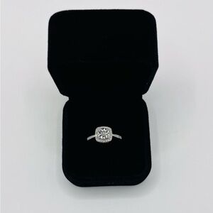 0.35 CT Cushion Cut Natural Diamond Ring Sterling Silver
